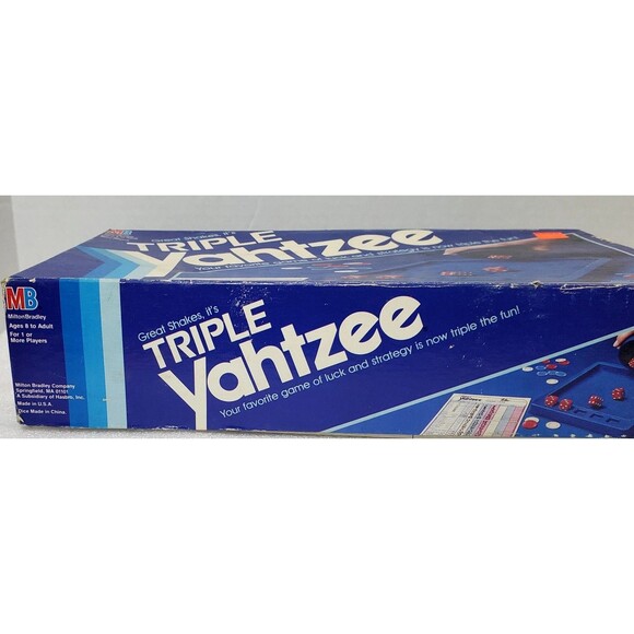 1991 Triple Yahtzee Game Milton Bradley Vintage w/ Score Cards Dice & Chips - Picture 10 of 10